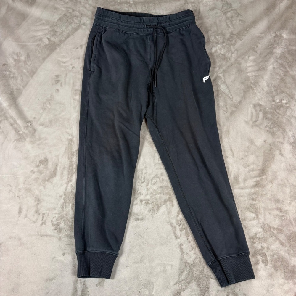 Fabletics Mens Go-To Jogger Black Fleece Sweatpants Large Drawstring Tapered